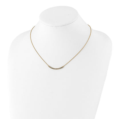 Chisel Stainless Steel Polished Yellow IP-plated Preciosa Crystal Curved Bar on a 17.75 inch Cable Chain with a 2 inch Extension Necklace
