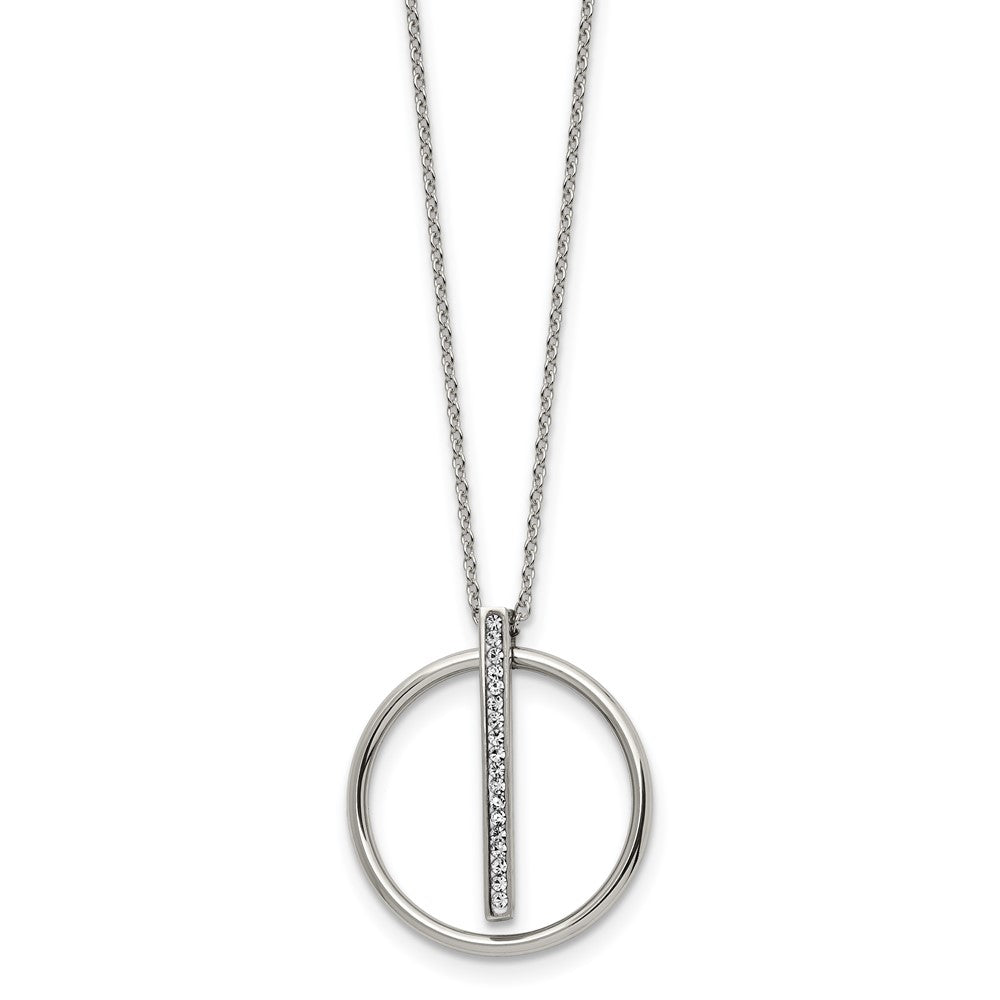 Chisel Stainless Steel Polished with Preciosa Crystal Pendant on a 16 inch Cable Chain with a 2 inch Extension Necklace