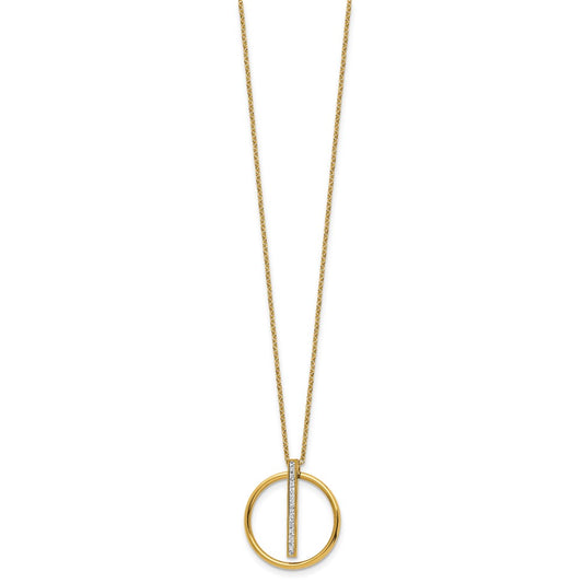 Chisel Stainless Steel Polished Yellow IP-plated with Preciosa Crystal Pendant on a 16 inch Cable Chain with a 2 inch Extension Necklace