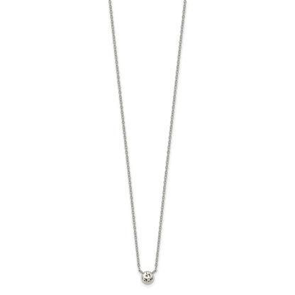 Chisel Stainless Steel Polished Glass Pendant on a 16 inch Cable Chain with a 2 inch Extension Necklace