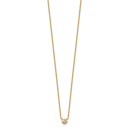 Chisel Stainless Steel Polished Yellow IP-plated Glass Pendant on a 16 inch Cable Chain with a 2 inch Extension Necklace