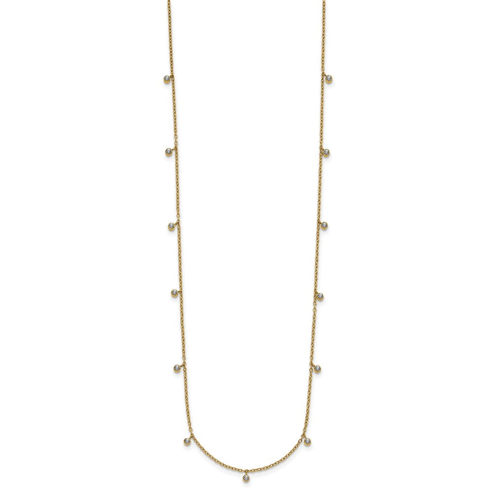 Chisel Stainless Steel Polished Yellow IP-plated Clear Crystal 17.5 inch with 2 inch Extension Necklace