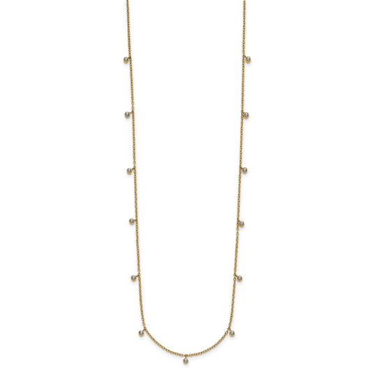Chisel Stainless Steel Polished Yellow IP-plated Clear Crystal 17.5 inch with 2 inch Extension Necklace