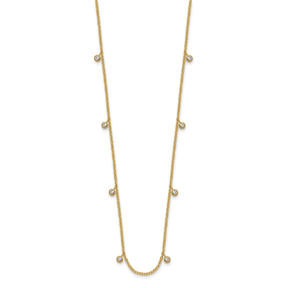 Chisel Stainless Steel Polished Yellow IP-plated Clear Crystal 17.5 inch with 2 inch Extension Necklace