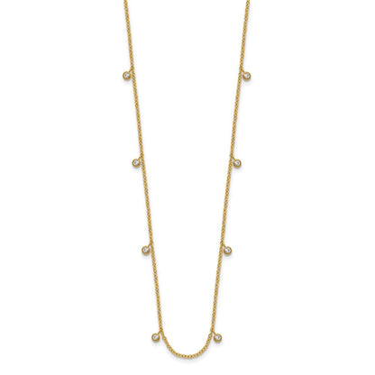 Chisel Stainless Steel Polished Yellow IP-plated Clear Crystal 17.5 inch with 2 inch Extension Necklace