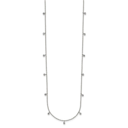 Chisel Stainless Steel Polished Clear Crystal 17.5 inch with 2 inch Extension Necklace