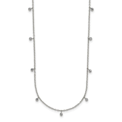 Chisel Stainless Steel Polished Clear Crystal 17.5 inch with 2 inch Extension Necklace