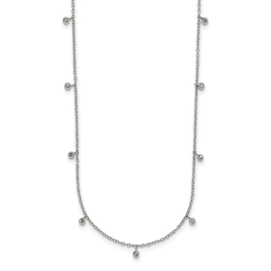 Chisel Stainless Steel Polished Clear Crystal 17.5 inch with 2 inch Extension Necklace