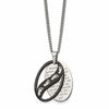 Chisel Stainless Steel Polished Black IP-plated 2 Piece FOOTPRINTS Pendant on a 24 inch Curb Chain Necklace