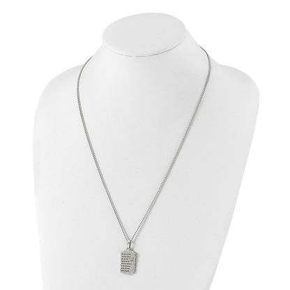 Chisel Stainless Steel Polished Acid Etched John 3:16 Dog Tag on a 24 inch Curb Chain Necklace