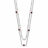 Chisel Stainless Steel Polished 2-Strand Red Crystal Beaded 16 inch with 1 inch Extension Necklace