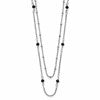 Chisel Stainless Steel Polished 2-Strand Black Crystal Beaded 16 inch with 1 inch Extension Necklace