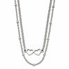 Chisel Stainless Steel Polished Double Hearts on an 18 inch 2-Strand Cable Chain Necklace