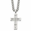 Chisel Stainless Steel Polished Cross Pendant on a 22 inch Curb Chain Necklace