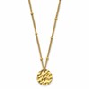 Chisel Stainless Steel Polished and Hammered Yellow IP-plated Circle Pendant on a 15 inch Curb Chain with a 2.5 inch Extension Necklace