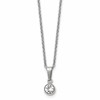 Chisel Stainless Steel Polished Crystal Pendant on a 16 inch Cable Chain with a 2 inch Extension Necklace