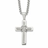Chisel Stainless Steel Polished with CZ Cross Pendant on a 22 inch Box Chain Necklace