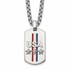 Chisel Stainless Steel Polished Enameled USA and Stars Dog Tag on a 22 inch Box Chain Necklace