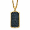 Chisel Stainless Steel Polished Yellow IP-plated with Black Wire Inlay Dog Tag on a 24 inch Box Chain Necklace