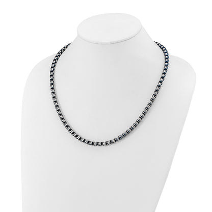 Chisel Stainless Steel Polished Blue IP-plated 6mm 22 inch Round Box Chain Necklace