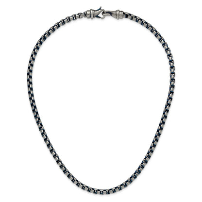 Chisel Stainless Steel Polished Blue IP-plated 6mm 22 inch Round Box Chain Necklace