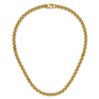 Chisel Stainless Steel Polished Yellow IP-plated 8mm 24 inch Round Box Chain Necklace