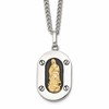Chisel Stainless Steel Polished with 10K Gold Accent Our Lady of Guadalupe with Black Enamel Pendant on a 24 inch Cable Chain Necklace
