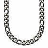 Chisel Stainless Steel Brushed and Polished Black IP-plated 7.5mm 30 inch Figaro Chain Necklace