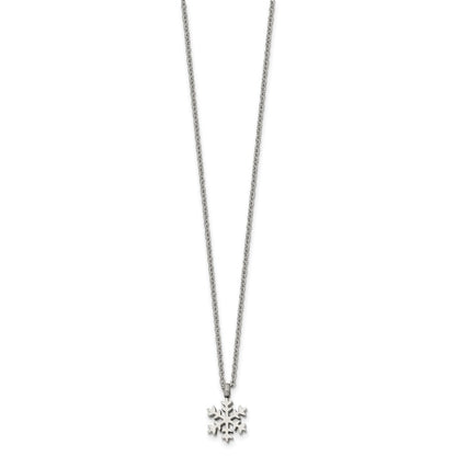 Chisel Stainless Steel Polished Snowflake Pendant on a 20.25 inch Plus 1 inch Extension Cable Chain Necklace