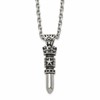 Chisel Stainless Steel Antiqued and Polished Bullet with Crown Pendant on a 24 inch Cable Chain Necklace