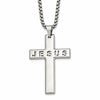 Chisel Stainless Steel Polished Jesus Cross Pendant on a 24 inch Box Chain Necklace