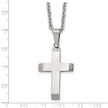 Chisel Stainless Steel Polished Cross Pendant on a 24 inch Cable Chain Necklace