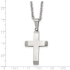 Chisel Stainless Steel Polished Cross Pendant on a 24 inch Cable Chain Necklace