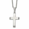 Chisel Stainless Steel Polished Cross Pendant on a 24 inch Cable Chain Necklace