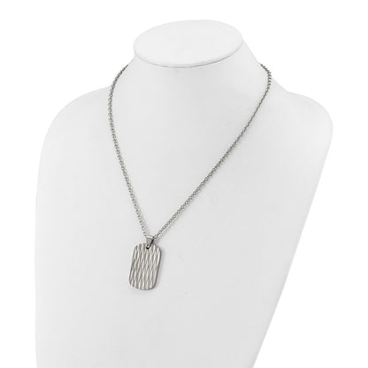 Chisel Stainless Steel Polished Diamond-cut Dog Tag on a 24 inch Cable Chain Necklace