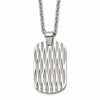 Chisel Stainless Steel Polished Diamond-cut Dog Tag on a 24 inch Cable Chain Necklace