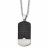 Chisel Stainless Steel Brushed Black IP-plated with CZ Dog Tag on a 24 inch Cable Chain Necklace