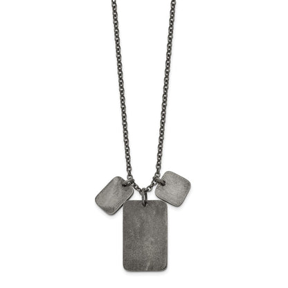 Chisel Stainless Steel Antiqued and Polished Dog Tags on a 27.5 inch Cable Chain Necklace
