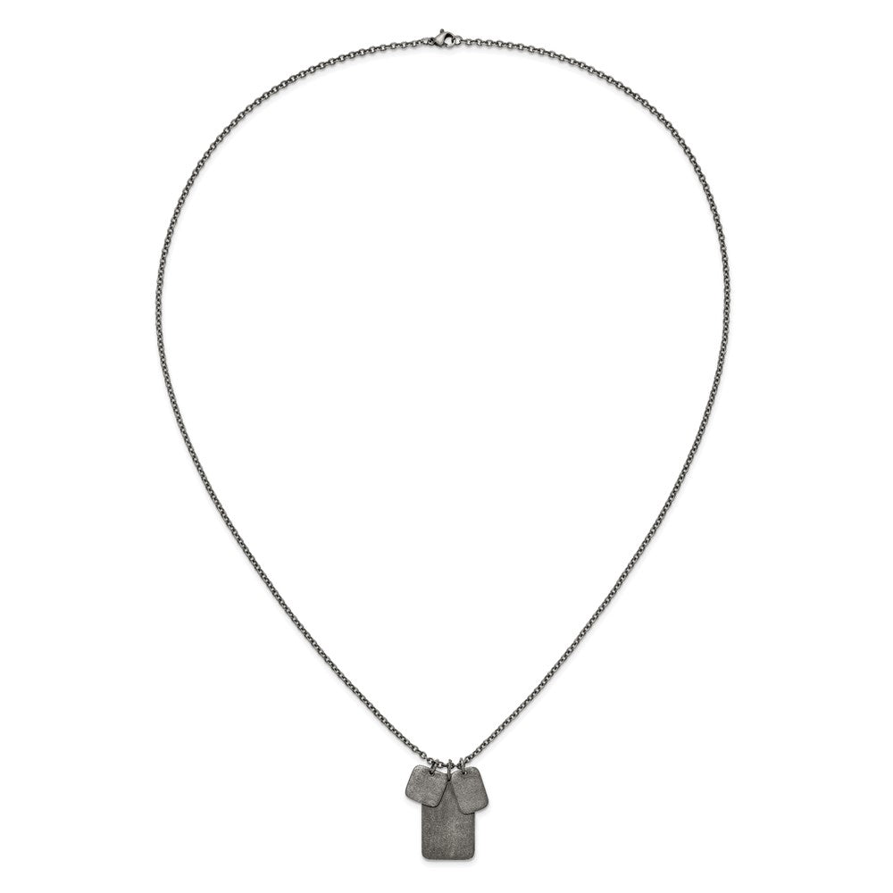 Chisel Stainless Steel Antiqued and Polished Dog Tags on a 27.5 inch Cable Chain Necklace