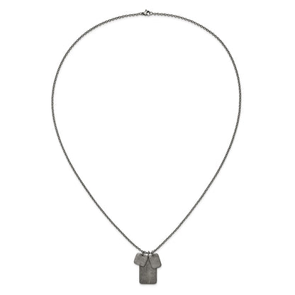 Chisel Stainless Steel Antiqued and Polished Dog Tags on a 27.5 inch Cable Chain Necklace