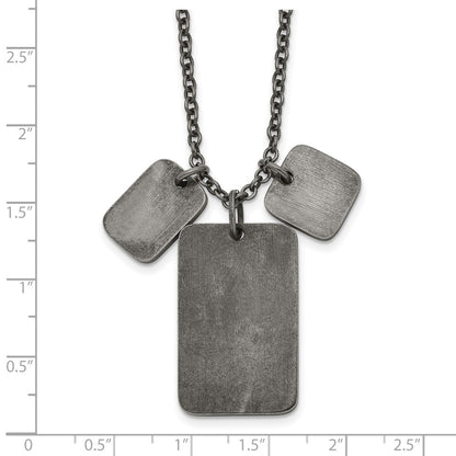Chisel Stainless Steel Antiqued and Polished Dog Tags on a 27.5 inch Cable Chain Necklace