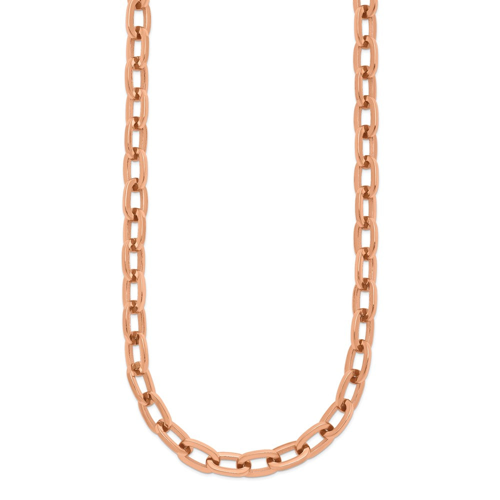 Chisel Stainless Steel Polished Rose IP-plated 16 inch Plus a 2.5 inch Extension Cable Link Necklace