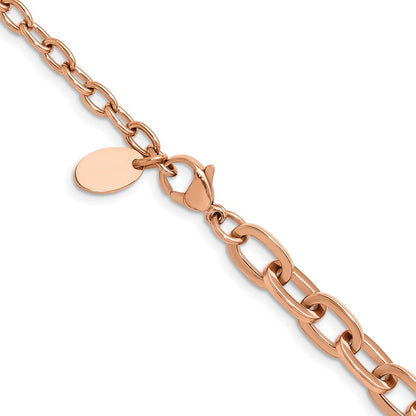 Chisel Stainless Steel Polished Rose IP-plated 16 inch Plus a 2.5 inch Extension Cable Link Necklace