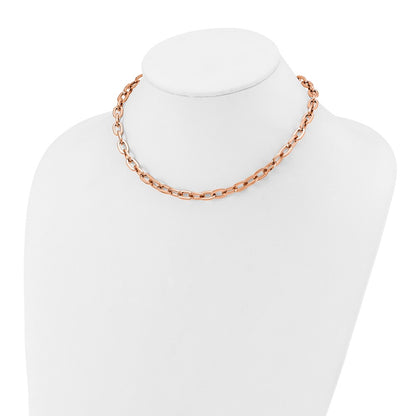 Chisel Stainless Steel Polished Rose IP-plated 16 inch Plus a 2.5 inch Extension Cable Link Necklace