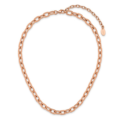 Chisel Stainless Steel Polished Rose IP-plated 16 inch Plus a 2.5 inch Extension Cable Link Necklace