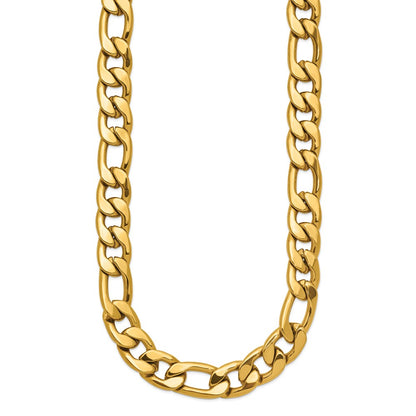Chisel Stainless Steel Polished Yellow IP-plated 16 inch Plus a 3 inch Extension Figaro Link Necklace