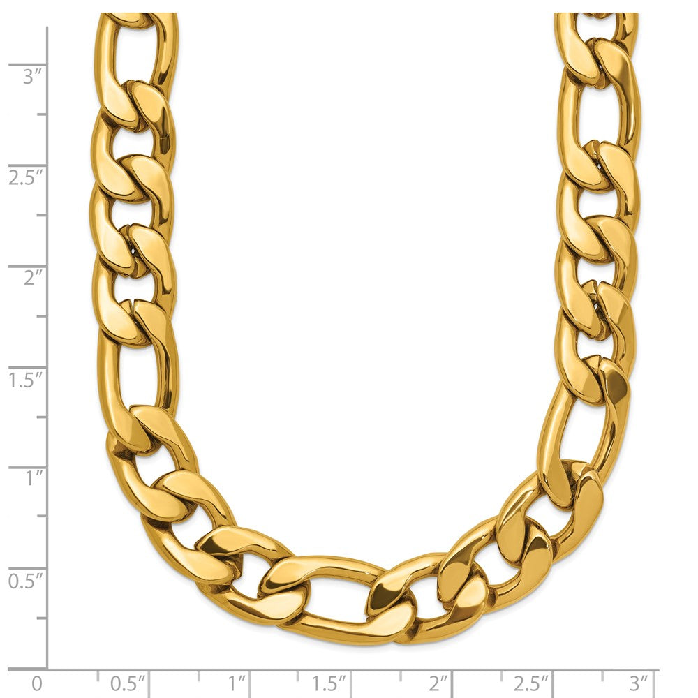 Chisel Stainless Steel Polished Yellow IP-plated 16 inch Plus a 3 inch Extension Figaro Link Necklace