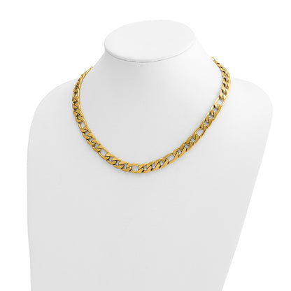 Chisel Stainless Steel Polished Yellow IP-plated 16 inch Plus a 3 inch Extension Figaro Link Necklace