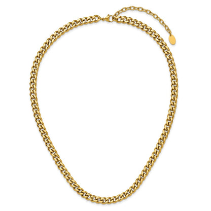 Chisel Stainless Steel Polished Yellow IP-plated 20 inch Plus a 3 inch Extension Curb Link Necklace