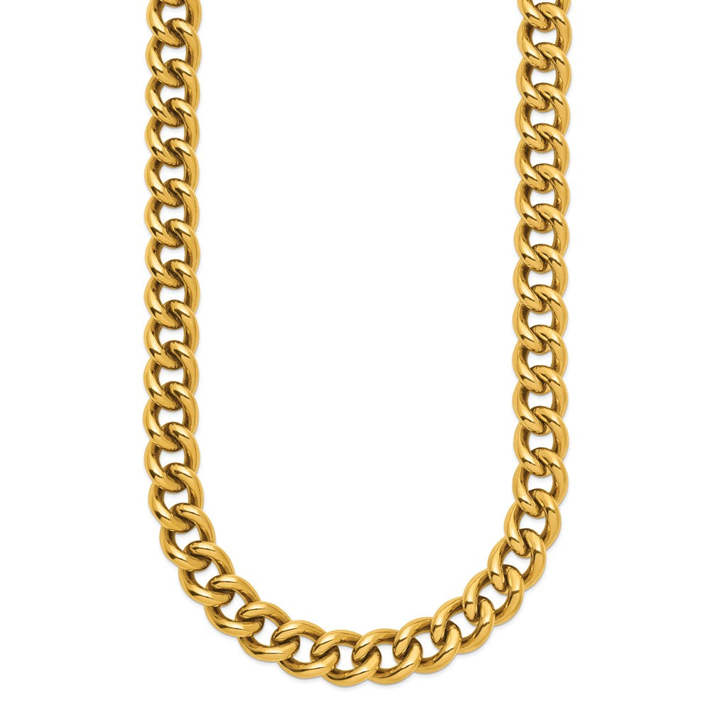 Chisel Stainless Steel Polished Yellow IP-plated 19.5 inch Plus a 3 inch Extension Round Curb Link Necklace